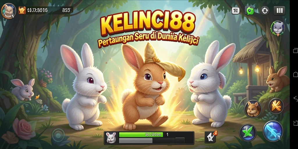 Tampilan screenshot KELINCI88 yang menunjukkan aksi pertarungan kelinci yang seru.