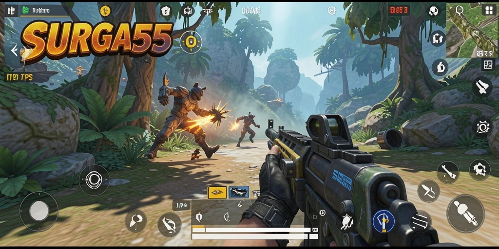Tampilkan gameplay mendebarkan dari SURGA55, game TPS yang menantang.