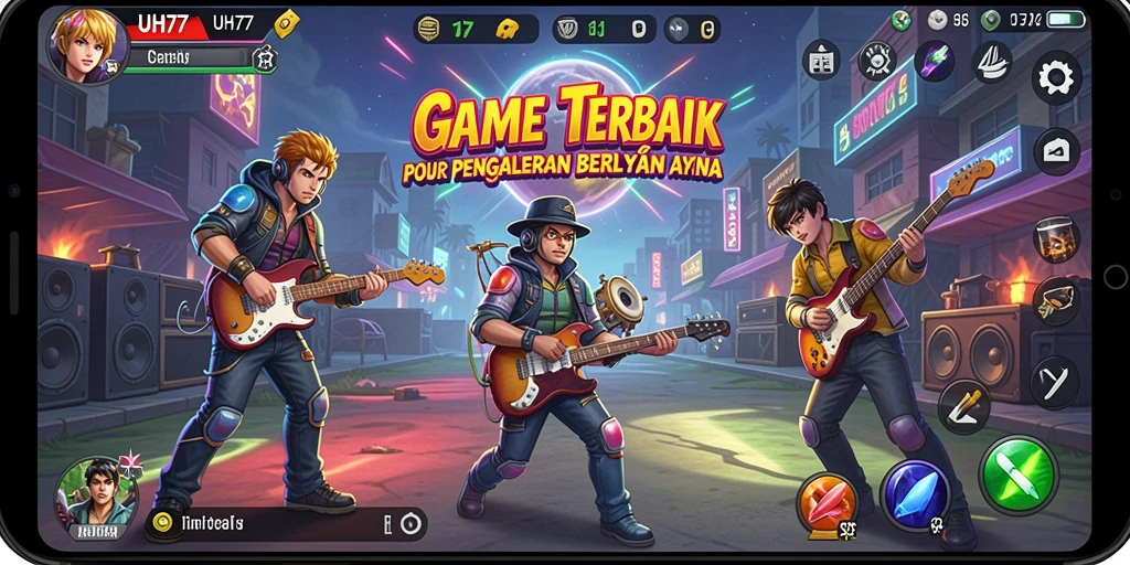 Tampilan menarik dari gameplay UH77 saat memutar musik.